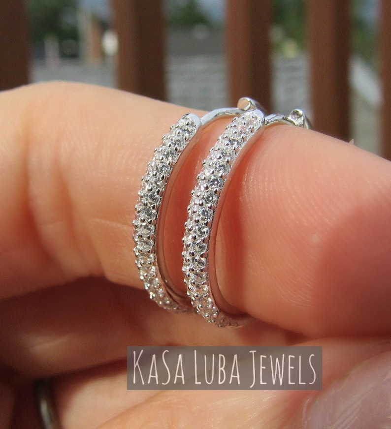S925 Sterling Silver Square Zircon Hoop Earrings Female Simple INS Gold Plated E