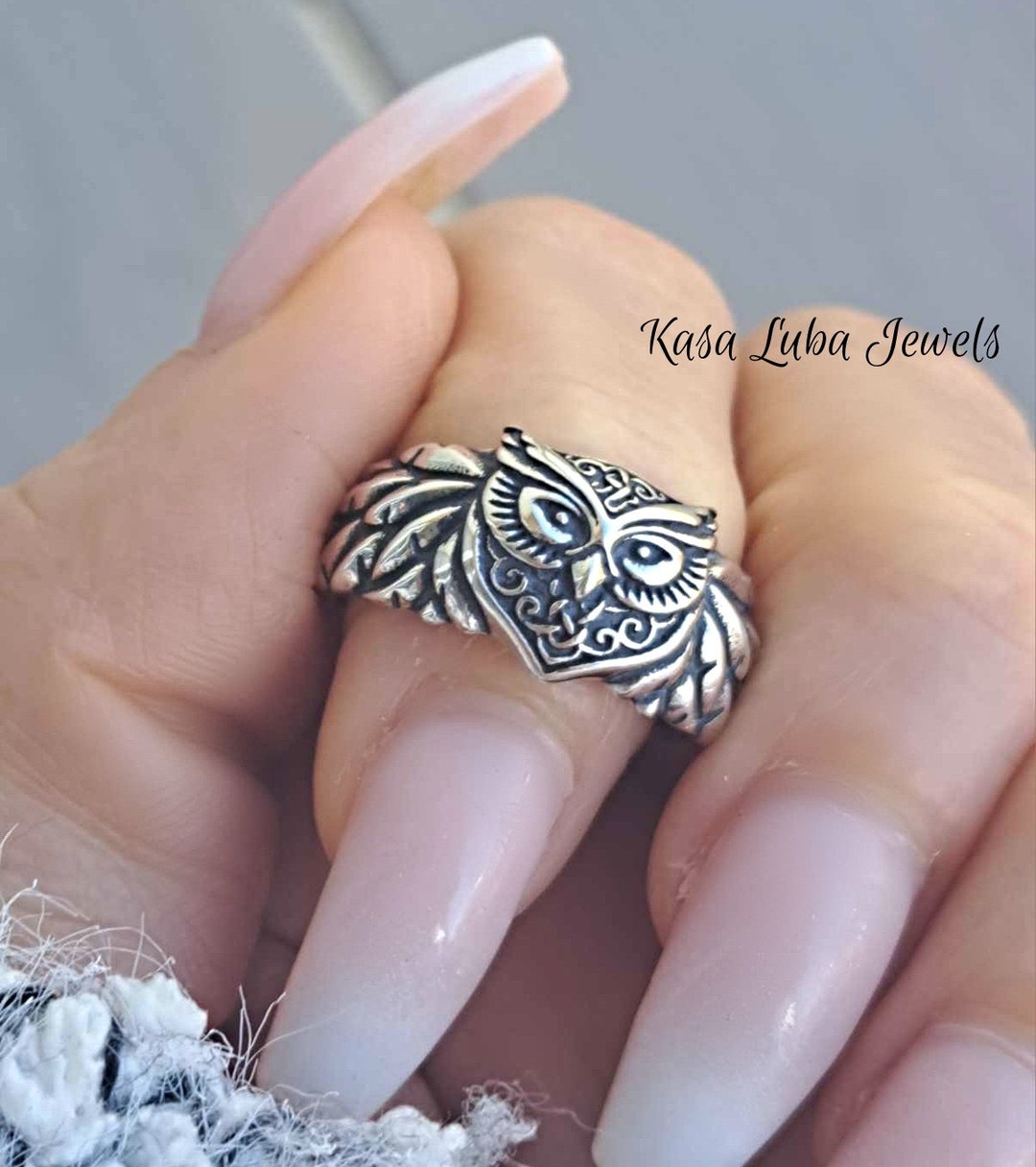 UNIQUE .925 STERLING SILVER DETAILED WISE OWL RING size 7 style# r1921 |  eBay