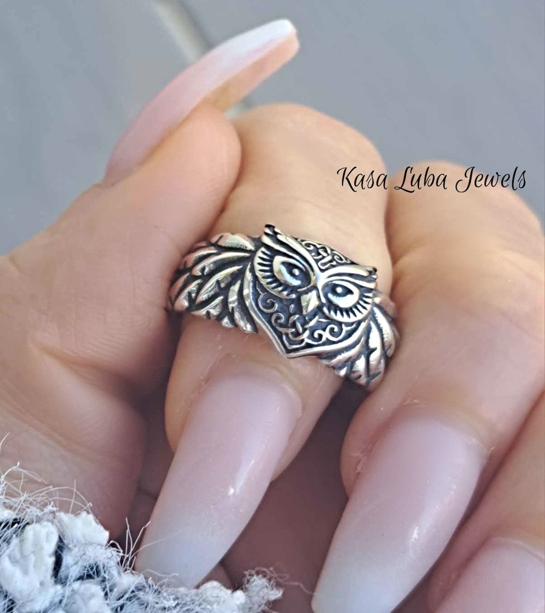 UNIQUE .925 STERLING SILVER DETAILED WISE OWL RING size 7 style# r1921 |  eBay