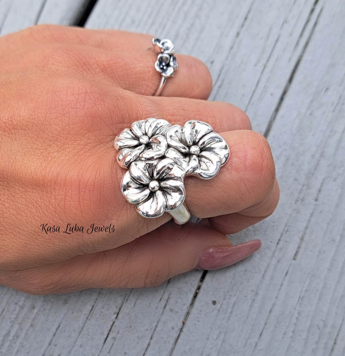 TTT MSW Flower Ring Silver 約14号 指輪 シルバー Plumeria Sterling Silver Ring: Bold Floral Statement Ring - Etsy