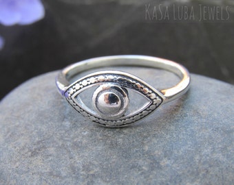 Sterling silver Evil Eye Ring - Womens Evil Eye Silver jewelry - Evil Eye Protection Ring - Good Luck Ring - Evil Eye Gifts