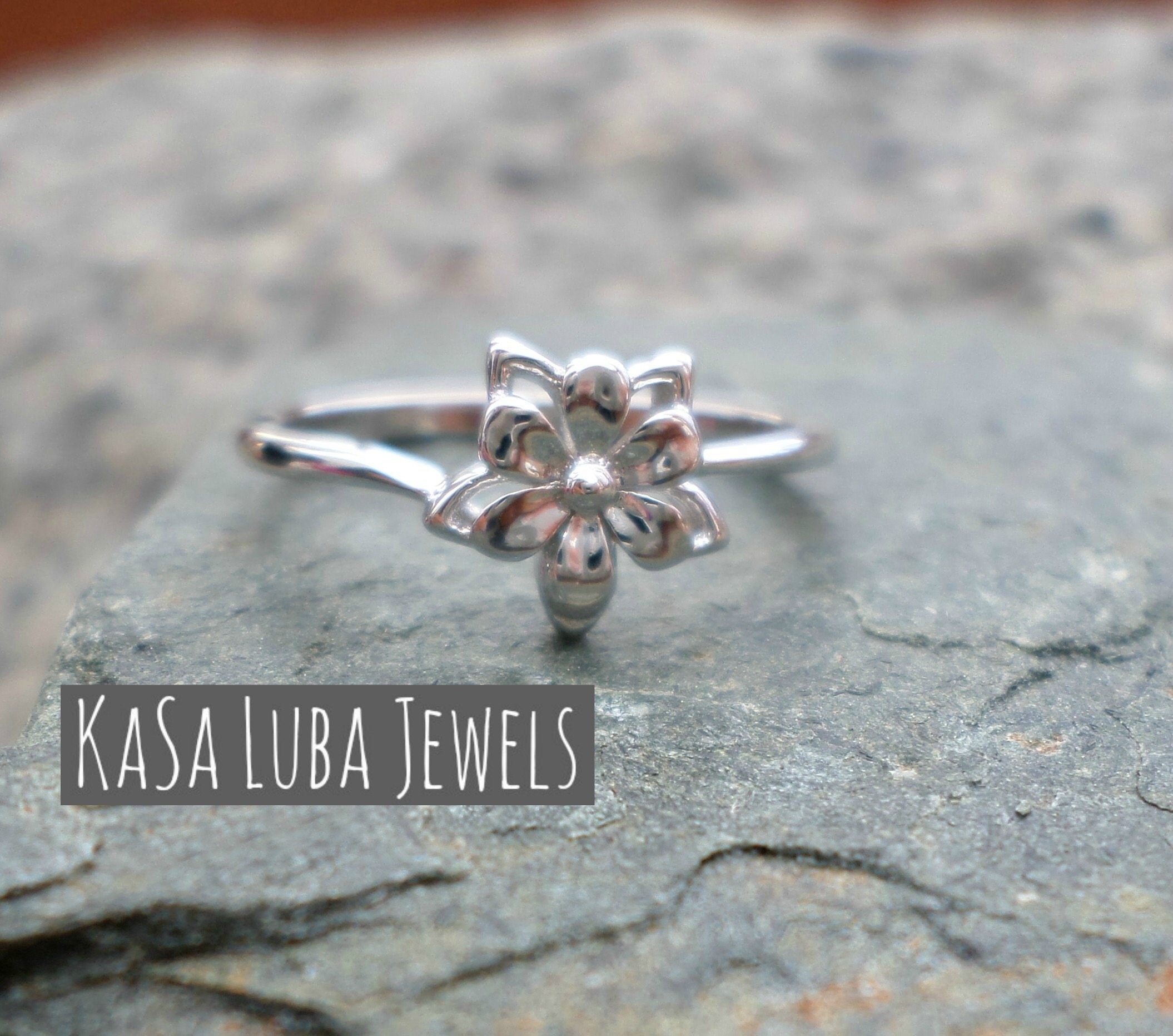 925 Sterling Silver Clear CZ Plumeria Flower Ring – Unisex Thumb Band, Sizes 4-12
