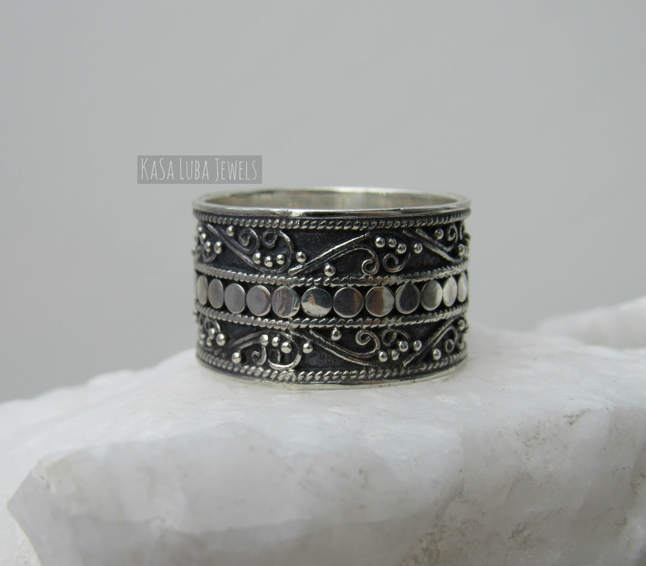 Silver Beaded Stacking Ring 4.5