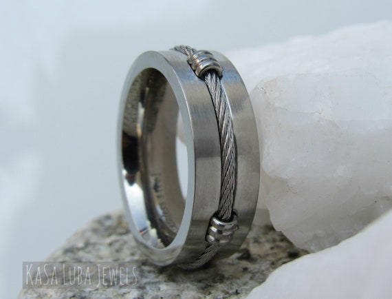 Mens wedding bands rope on sale design