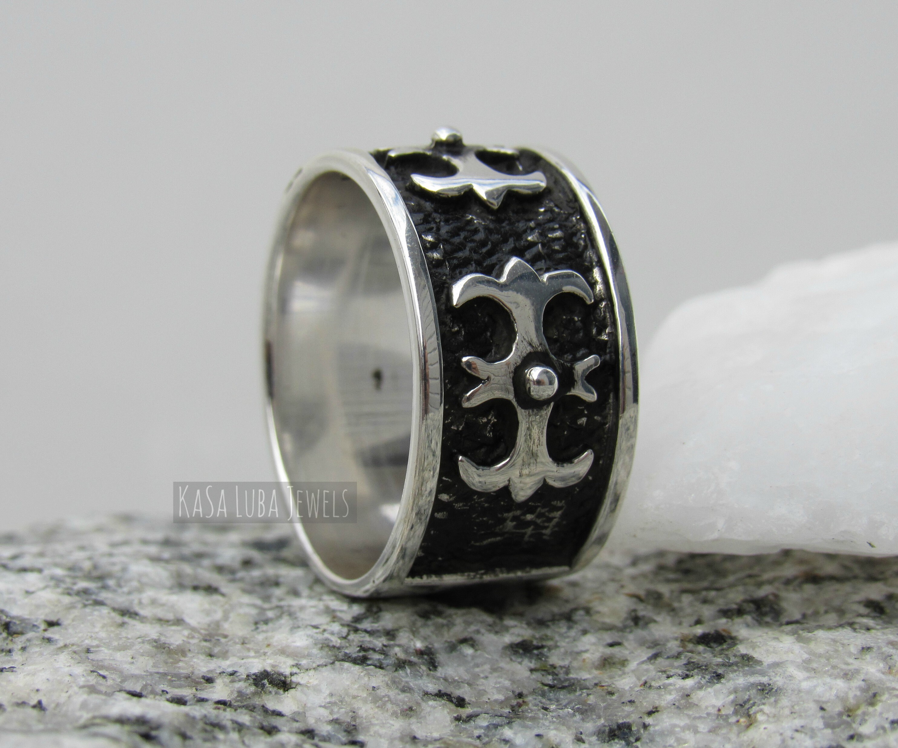 Sterling Silver Mens Cross Ring Christian Cross Silver Ring Etsy