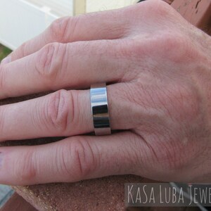 High Polished Stainless Steel Wedding Band - 7mm Width