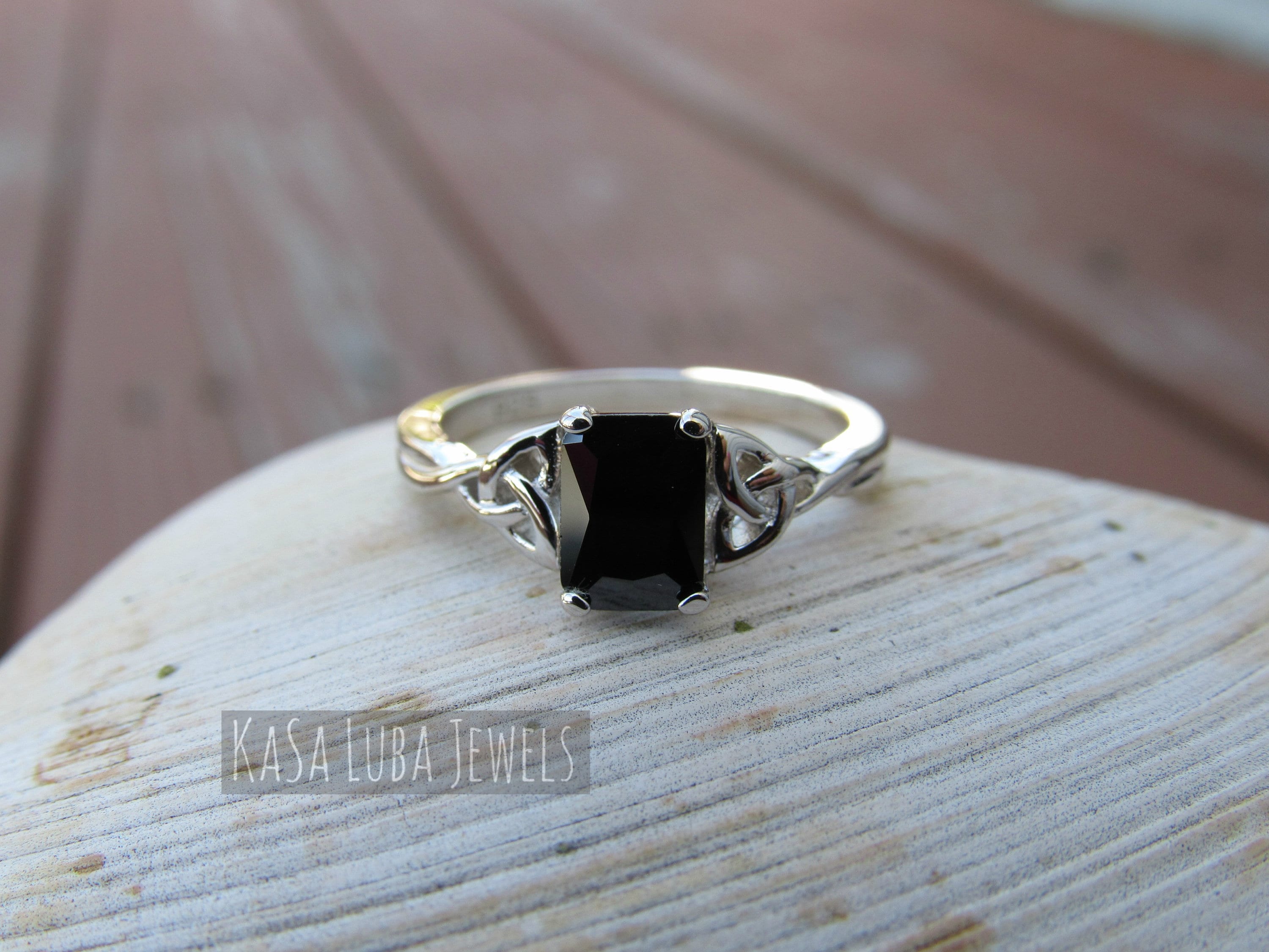Black CZ Silver Ring, Womens Ring, Statement Ring, Bold Ring