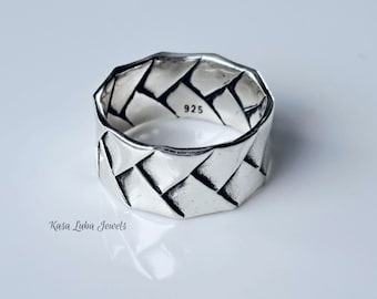Braided Sterling Silver Band Ring: Bali Design, Unisex Statement