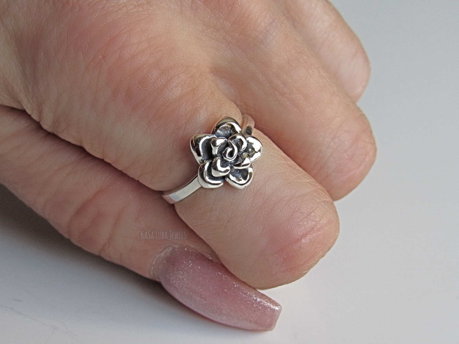 Sterling Silver Rose Ring Womens Simple Ring Sweet | Etsy