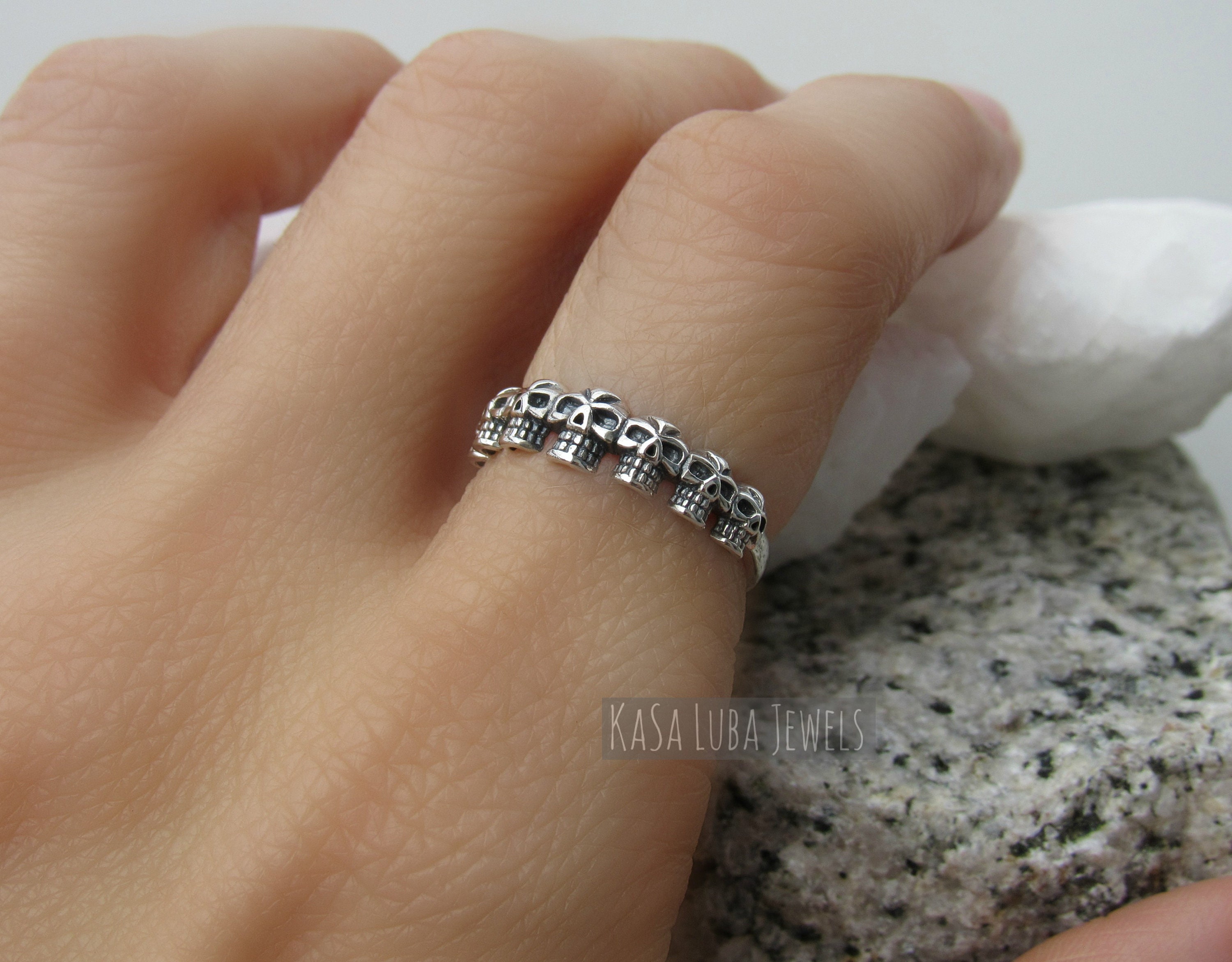 Sterling Silver Skull Ring - Womens Thumb Ring - Etsy