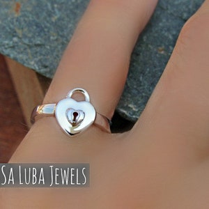 Heart Lock silver ring, Promise ring, silver ring - 925 silver - sterling silver - solid silver