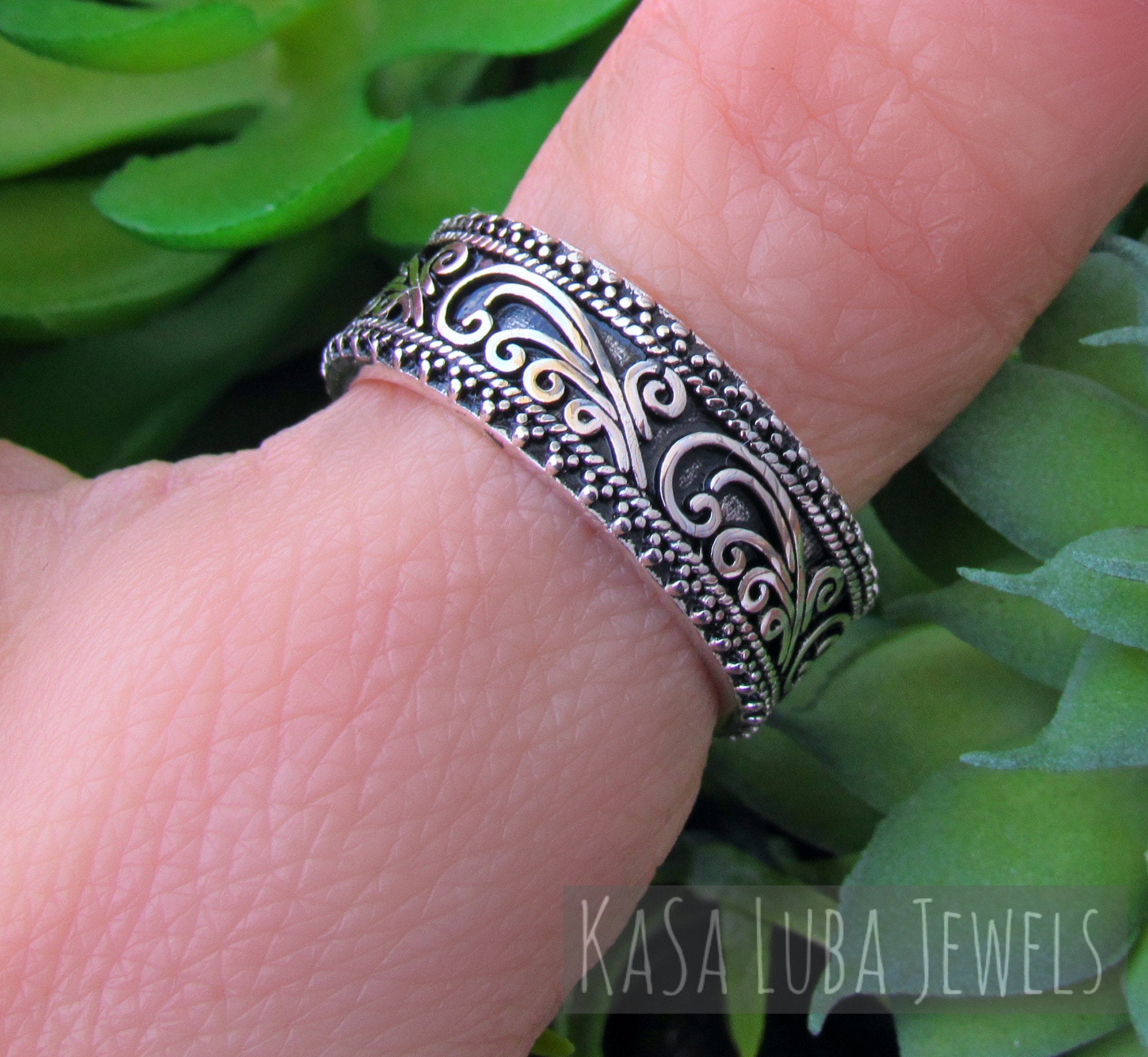 Celtic Floral Sterling Silver Thumb Ring - Wide Band - Etsy