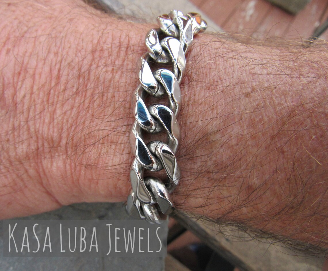 Pulsera para hombre de acero inoxidable pulsera de acera de | Etsy