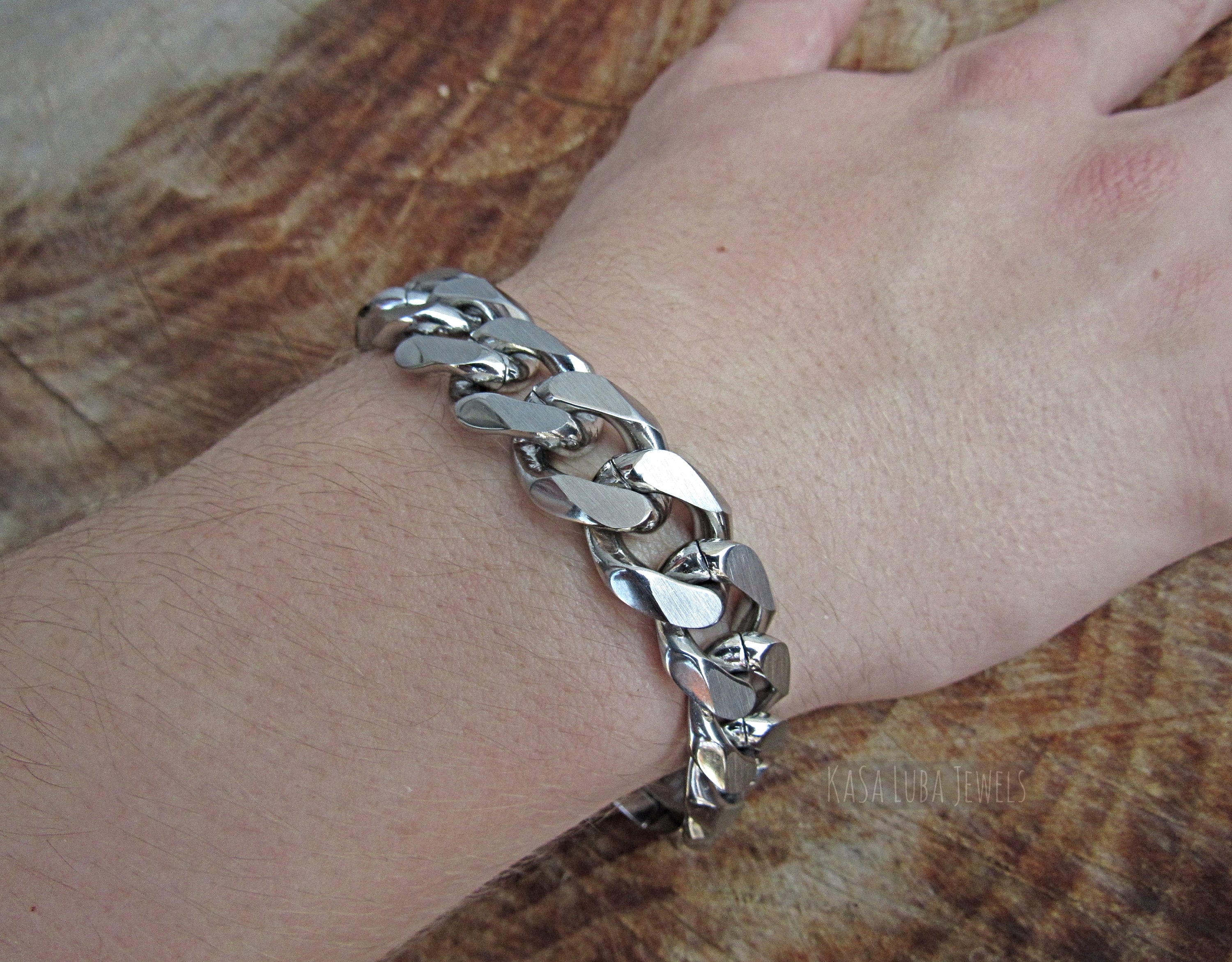 Stainless Steel Mens Bracelet Steel Curb Bracelet Mens Gifts Mens