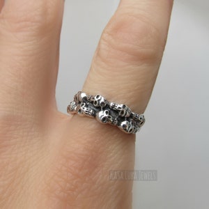 Womens Sterling silver skull ring - Skull jewelry - thumb ring - index finger ring - gifts for biker chicks