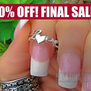 Silver Love ring - womens Promise ring - Heart silver ring - simple ring - sweet ring - stamped 925