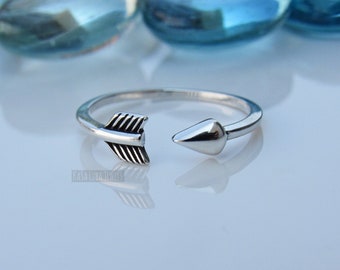 Adjustable Silver arrow ring, Sterling, Womens Arrow rings, Promise ring, 925 sterling silver