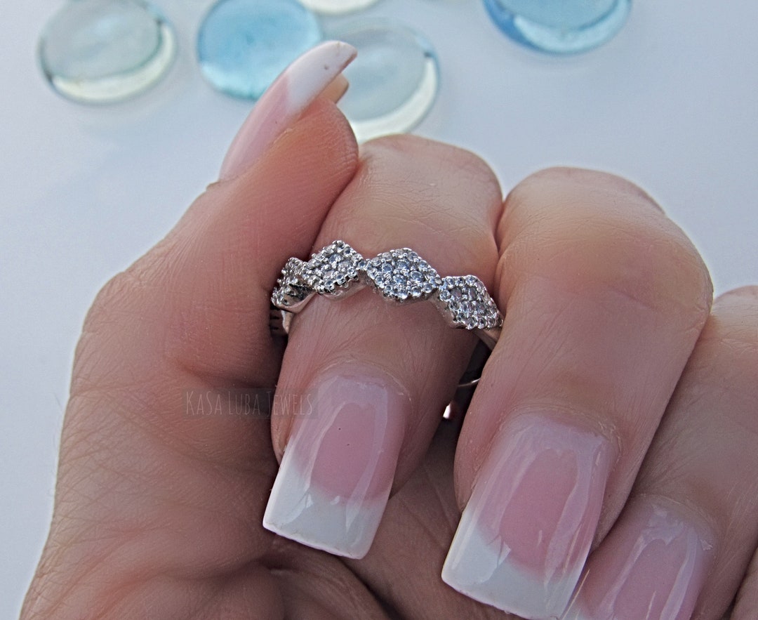 Silver Half Eternity CZ Ring Antique Inspire Womens Etsy UK