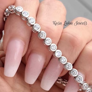 Sterling silver CZ tennis bracelet, Bracelet, anniversary jewelry - gift for her - gift for mom, 925 silver - tarnish free