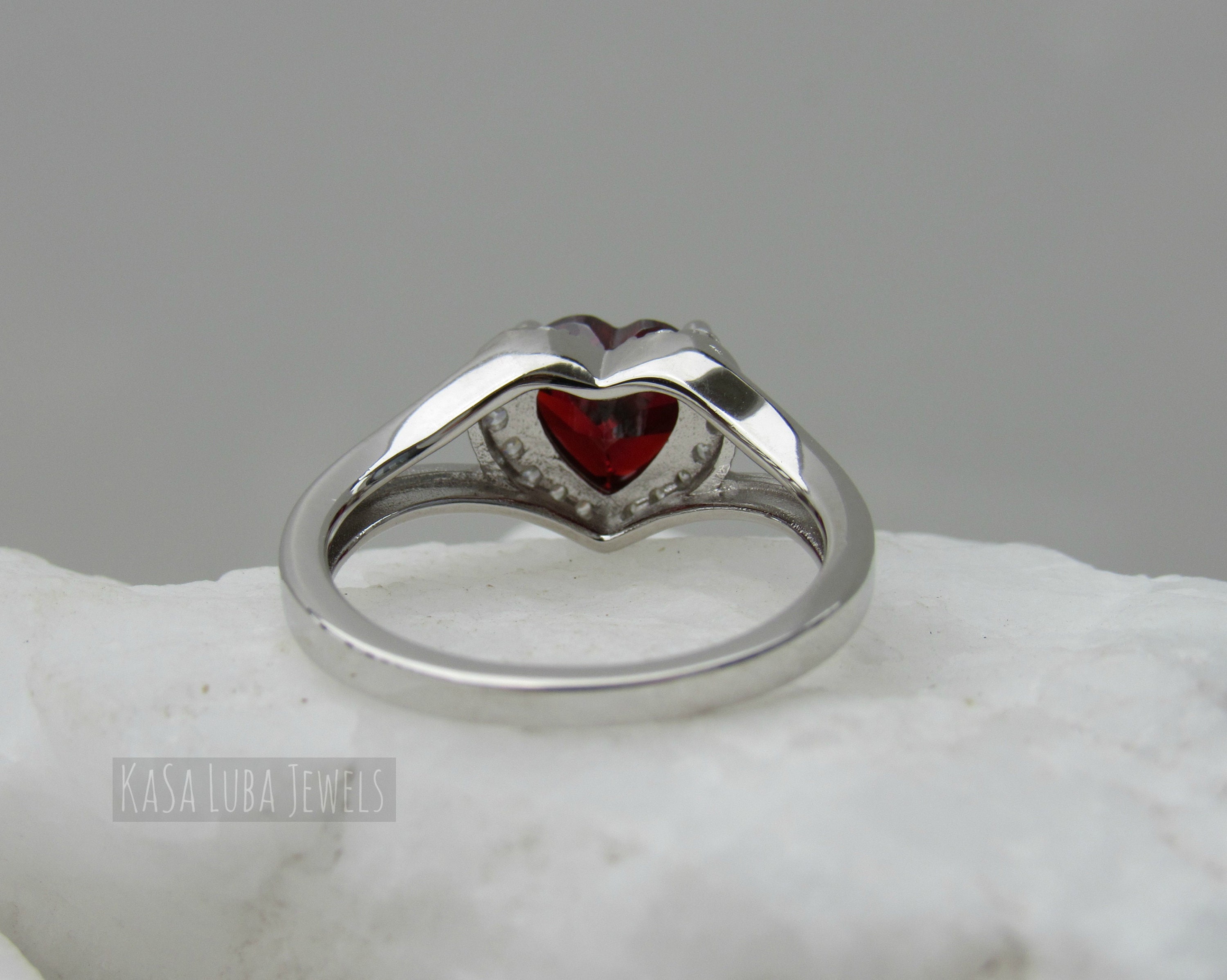 Red Heart Cz Silver Ring - Womens Promise Ring - Heart Ring Red Heart Cz Silver Ring - Womens Promise Ring - Heart Ring