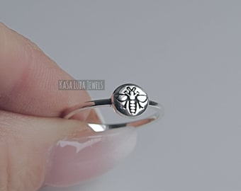 Oxidized Sterling Silver Honeybee Ring - Bee Lover Gift