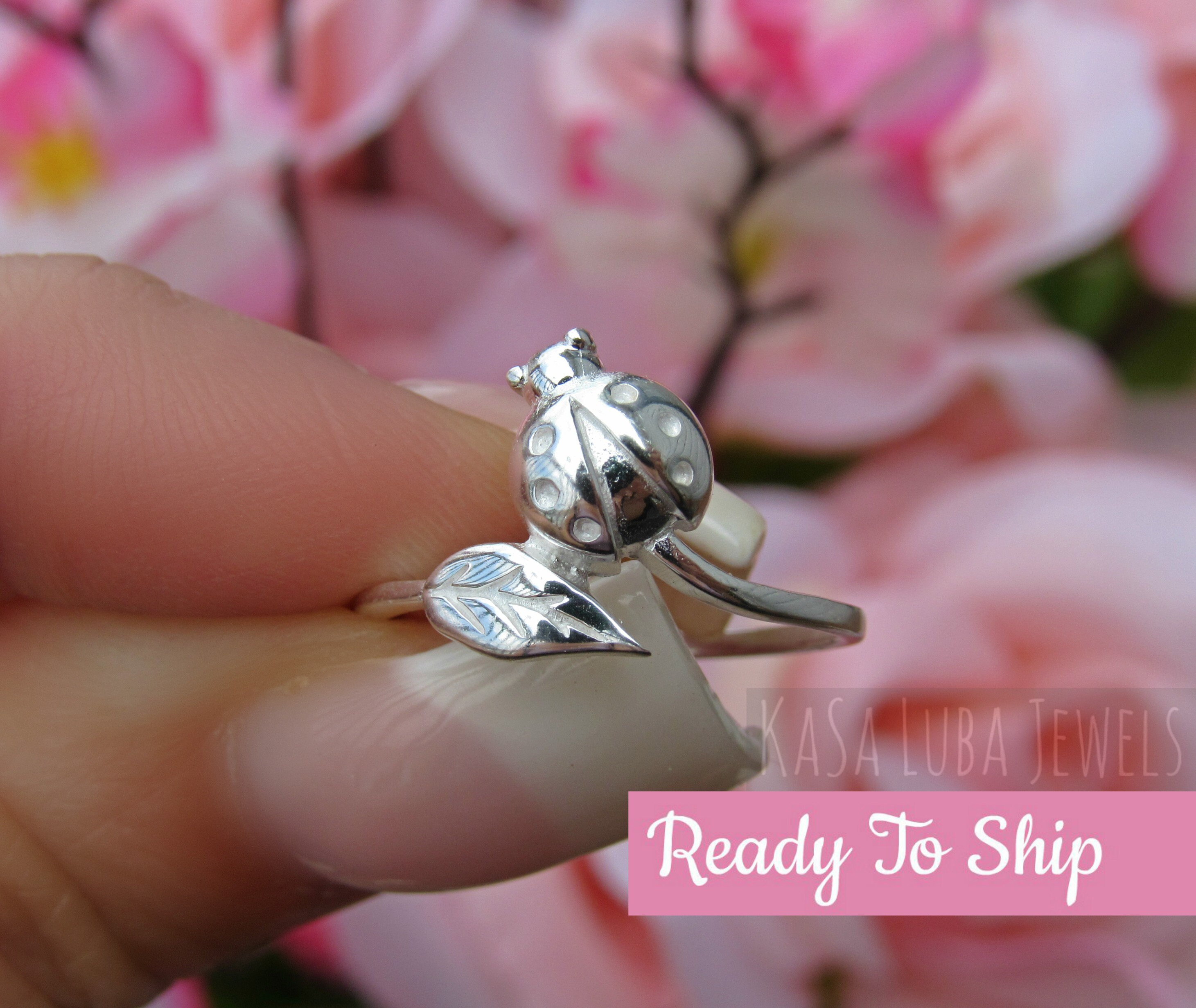 925 Sterling Silver Ladybug and Butterfly Ring 925 Sterling Silver Ladybug and Butterfly Ring