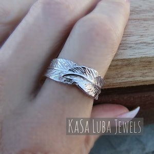 Silver Feather ring - Solid - fallen angel - in memory of - sterling - 925 silver - feather jewelry