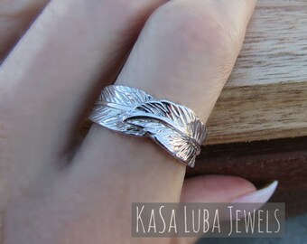 Sterling Silver Feather Ring - Solid 925 Silver