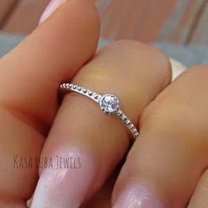 Sterling Silver CZ ring - simple ring - dainty ring - sweet ring - cute ring - gifts for her - promise ring - 925 silver