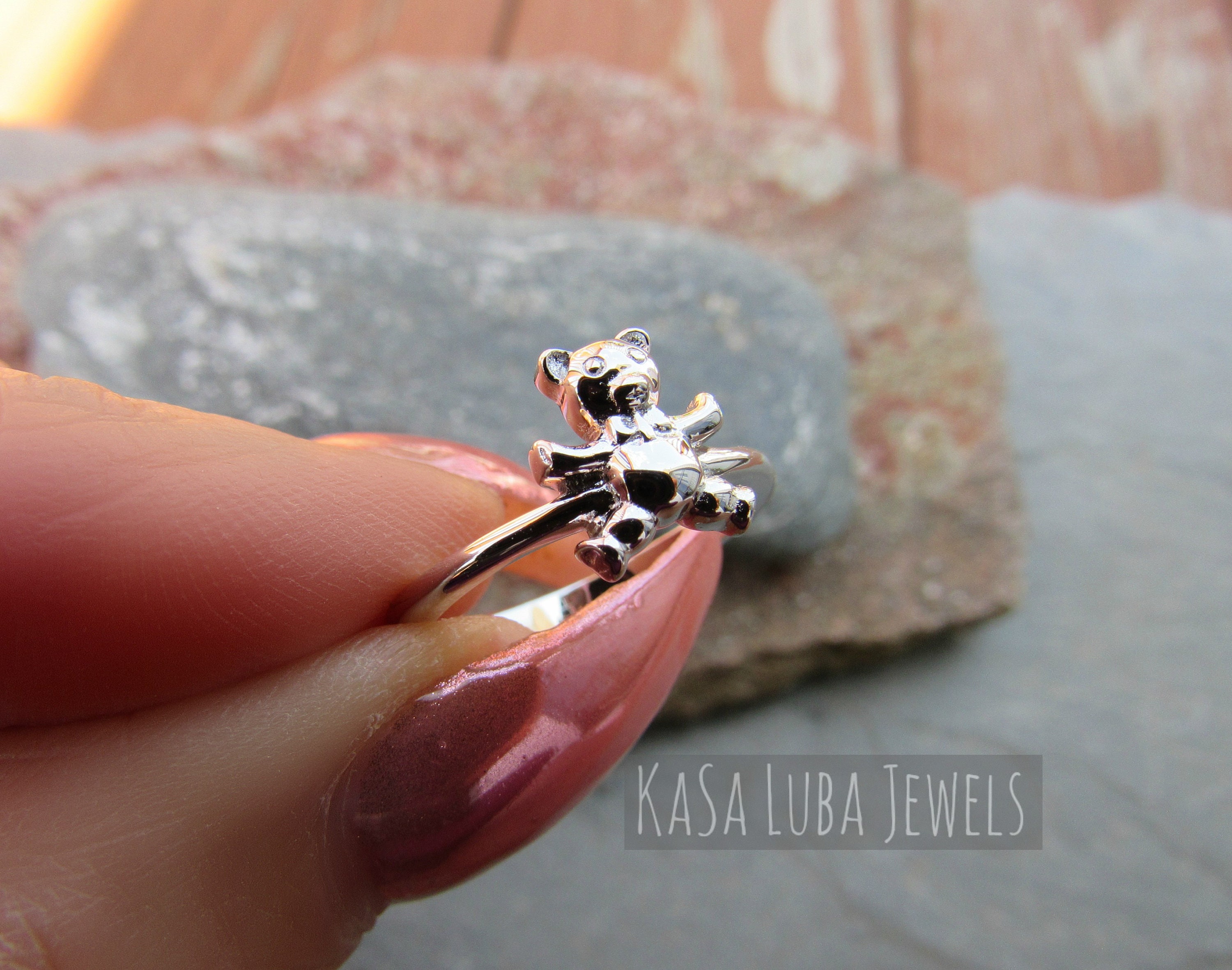 Bear silver ring bear ring silver ring teddybear ring Etsy