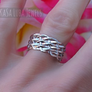 Weave silver band, silver bands, silver ring