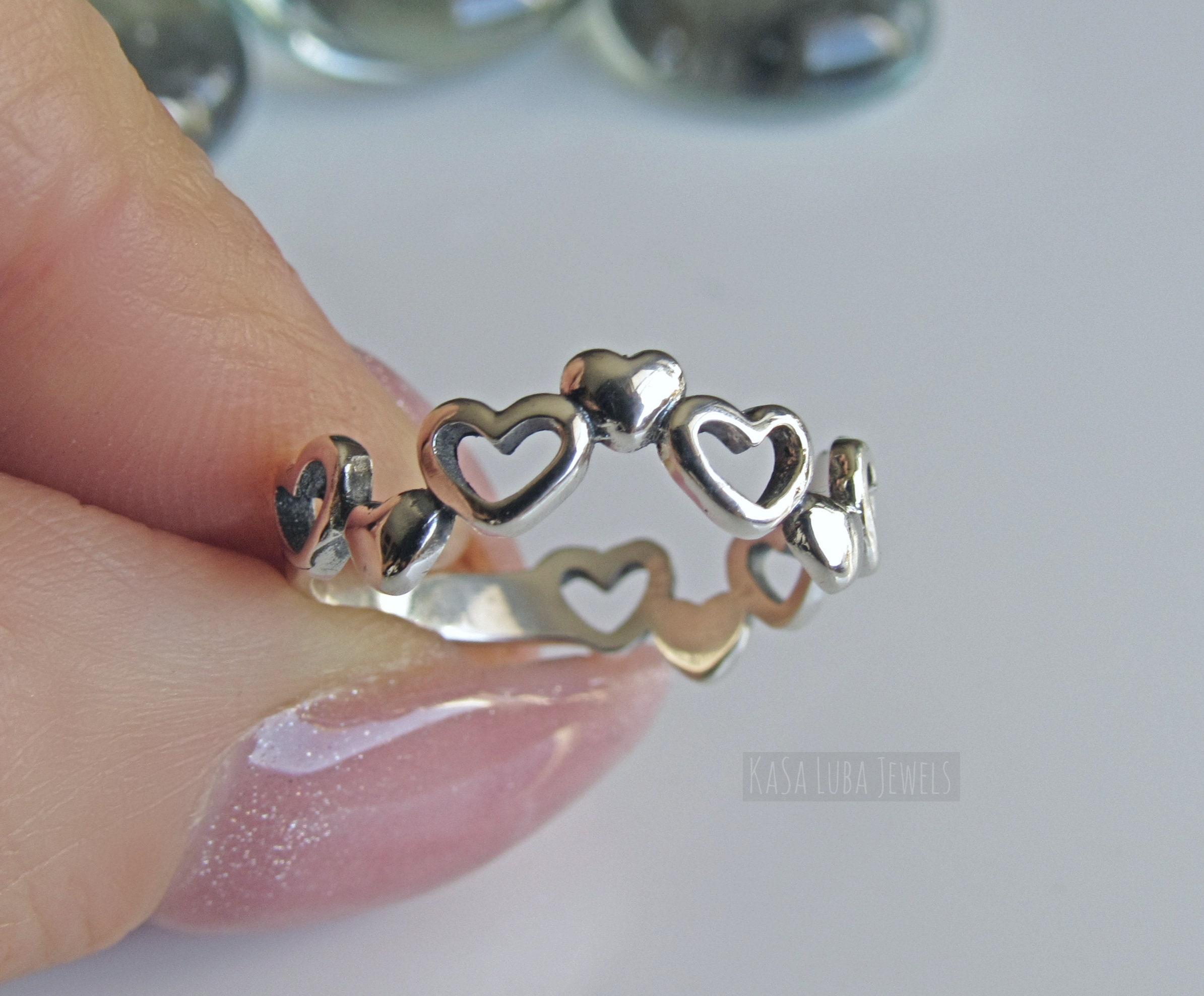 Heart Sterling silver ring, Eternity - promise ring, heart ring, Love ring - womens - 925 silver