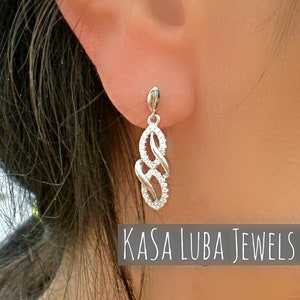 CZ Silver Infinity earrings, infinity earrings, silver earrings