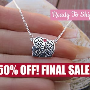 Sterling Silver Family Necklace - family jewelry - 925 silver - gift for mom - 16 - 18&quot;