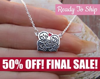 Sterling Silver Family Necklace - family jewelry - 925 silver - gift for mom - 16 - 18"