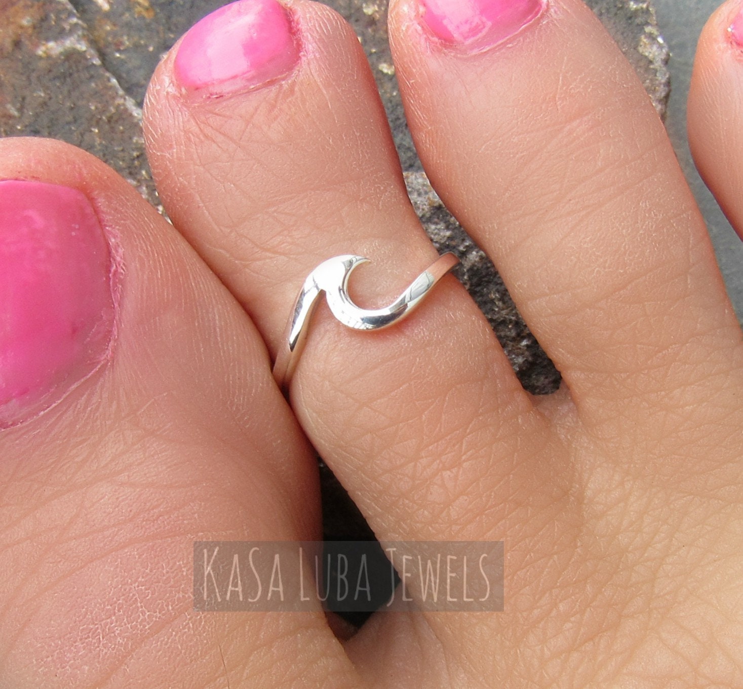 Silver Wave Toe Ring Wave Toering Silver Toe Ring Stamped Etsy