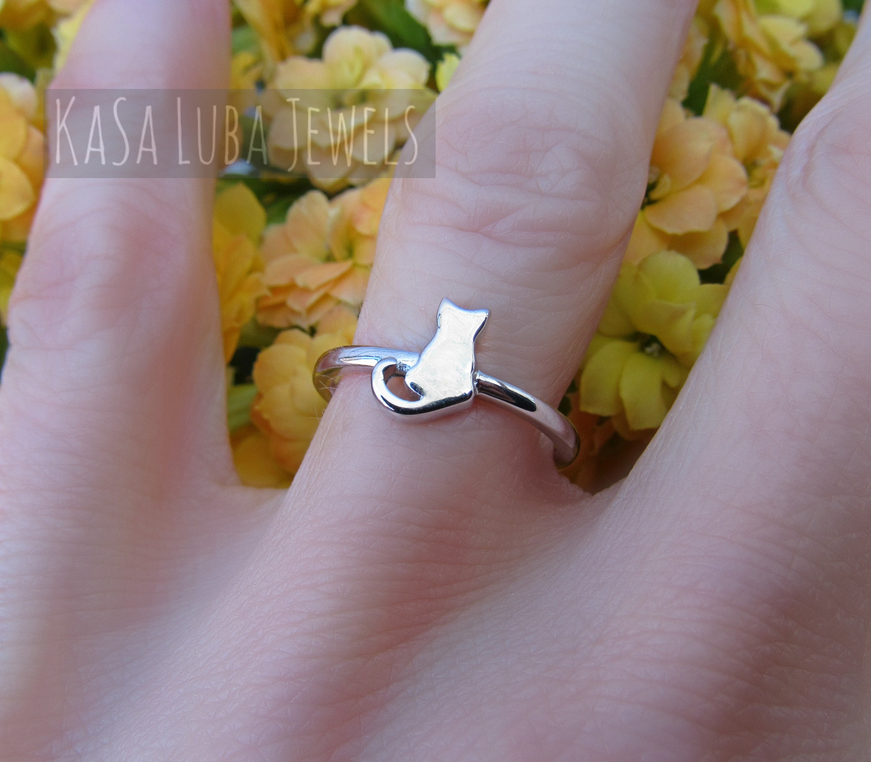Anillo Ajustable De Gato En Plata De Ley 925 Para Mujer - Joyería Delicada Y Regalo Perfecto