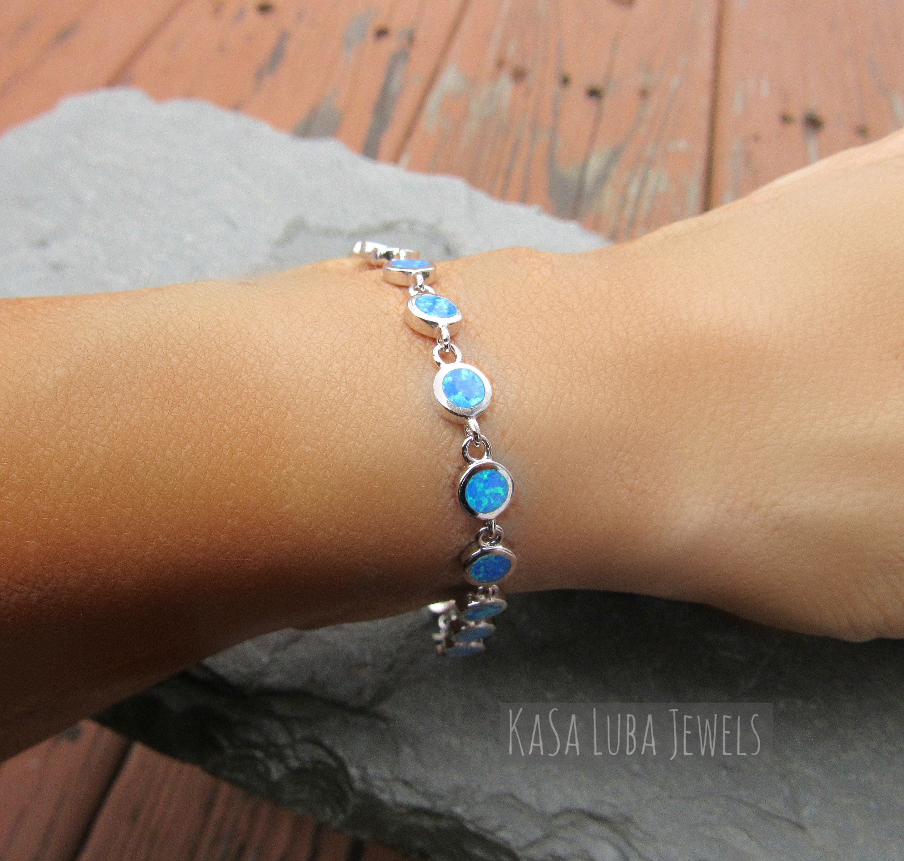 Blue opal sale bracelet silver