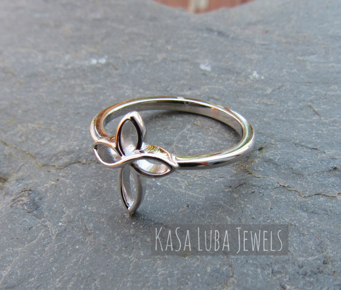 Womens Cross Ring Christian Cross Silver Ring Religious Etsy