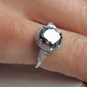 CZ Rainbow Sterlng Silver ring, rainbow jewelry, Womens statement ring, 925 sterling silver, CZ