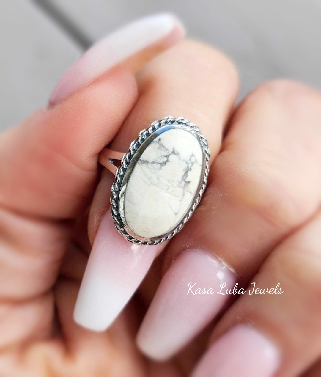 Oxidized Sterling Silver White Buffalo Turquoise Statement Ring - Etsy