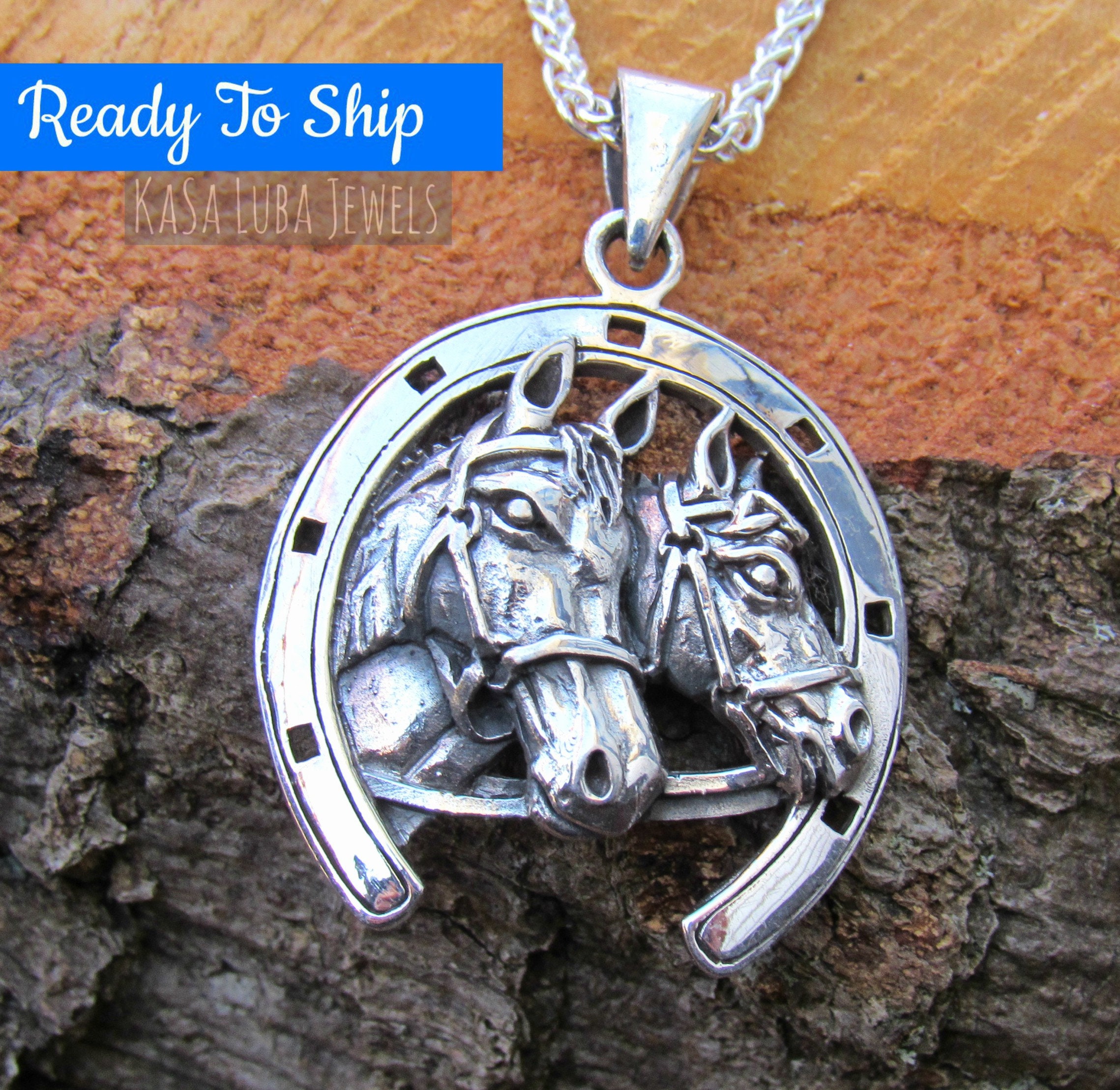 Silver Horse pendant silver horseshoe pendant horse pendant Etsy