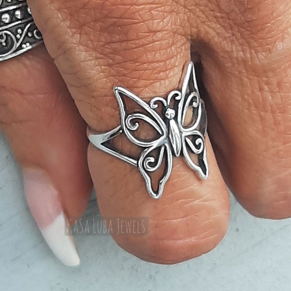 Celtic Silver Butterfly Ring - Solid - Butterfly Lover Gift - Everyday Ring - Celtic jewelry - gifts for her - stamped 925