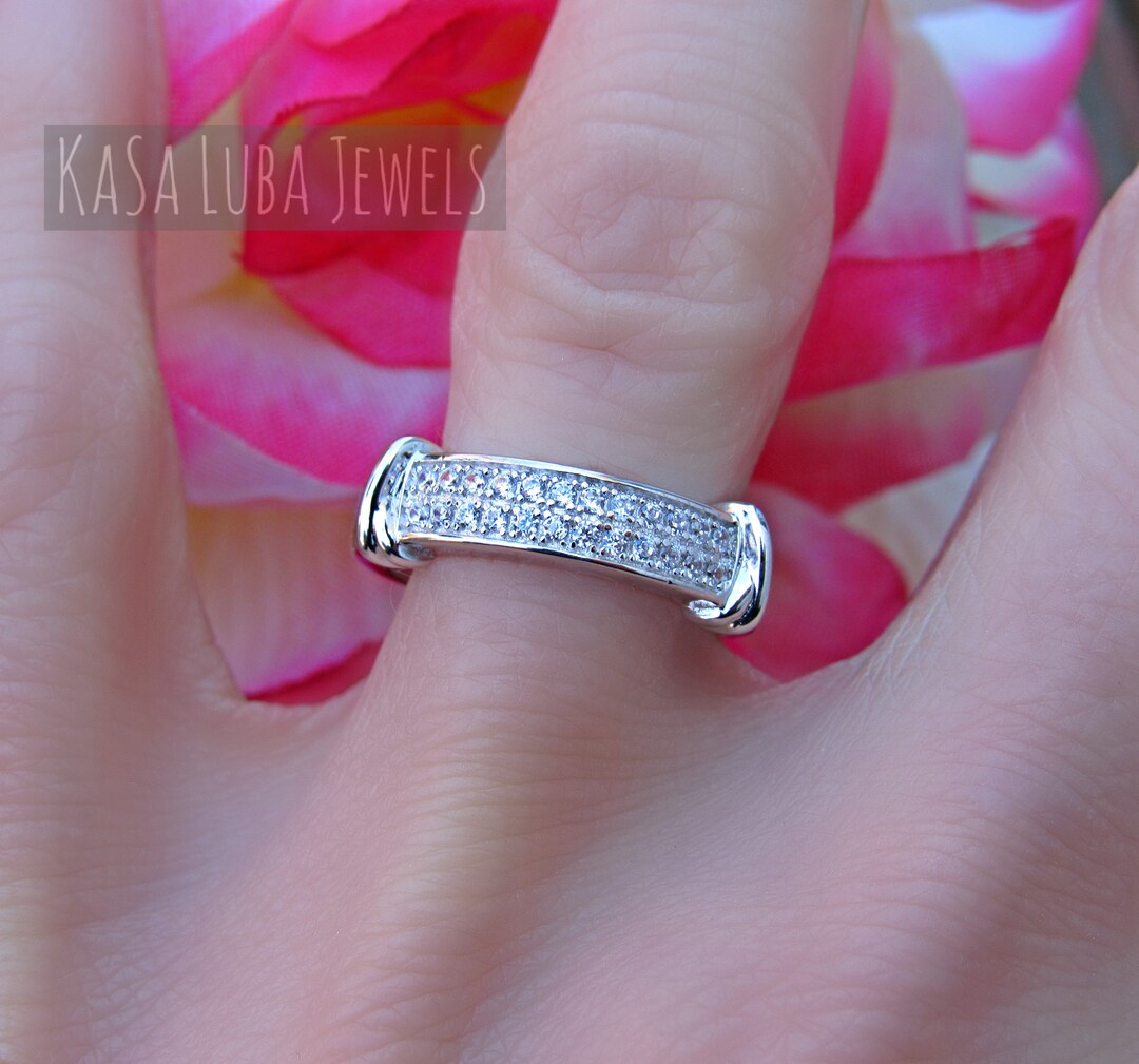 CZ Silver Anniversary Ring Womens Statement Ring, Everyday Ring Unique