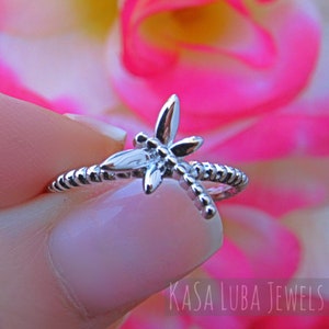 Solid Silver Dragonfly Ring - womens - Unique Dragonfly Ring - Dragonfly Lover Gift - Everyday Ring - Monarch Dragonfly Silver Ring