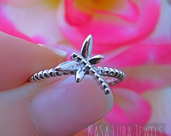 Sterling Silver Dragonfly Ring: Polished 925 Silver, Tarnish Free