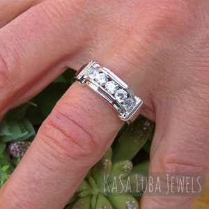 Mens diamond cz ring SOLID sterling stamped 925 silver Tarnish free sizes 8-13