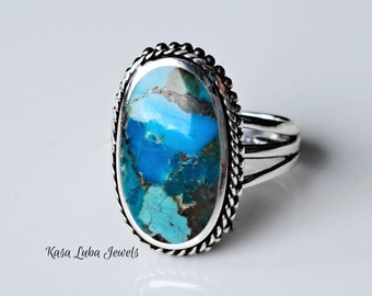 Oxidized Sterling Silver Turquoise Ring - December Birthstone