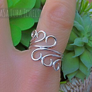 Sterling silver wave ring, swirl, 925 silver,  unique ring, tarnish free
