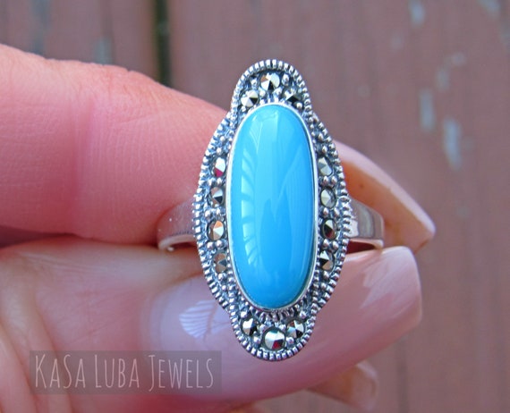 Buy Turquoise Ring, 925 Sterling Silver Ring, Blue Turquoise Ring, Turquoise  Marquise Ring, Handmade Silver Ring, Christmas Gift for Her Online in India  - Etsy
